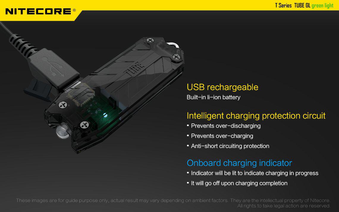 Nitecore Tube Green Light Rechargeable LED Key Ring Torch