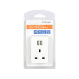 Plug Through Mains Adaptor With Dual USB Ports (2 x 1200 mA Output)