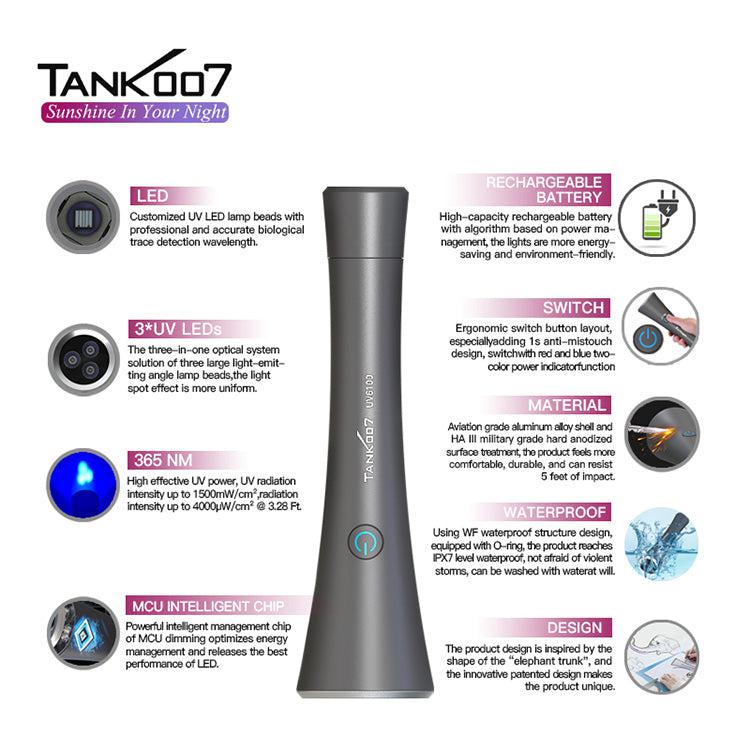 Tank007 UV6100 Ultraviolet Pet Urine Detection LED Torch with USB Rechargeable Battery (365 nm)
