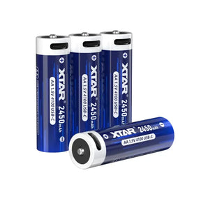 Xtar AA 1.5 V, 2450 mAh USB-C Rechargeable Lithium-ion Protected Battery (4 Pack)