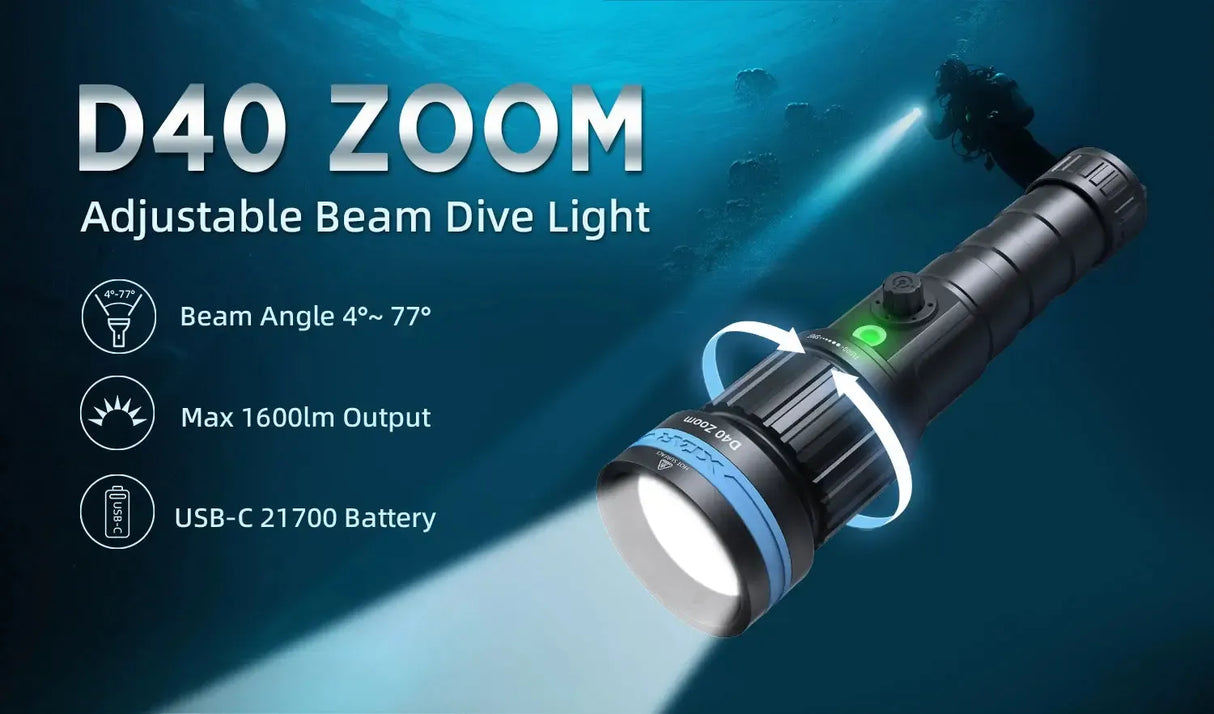 Xtar D40 Zoom Focusable LED Diving Torch Kit