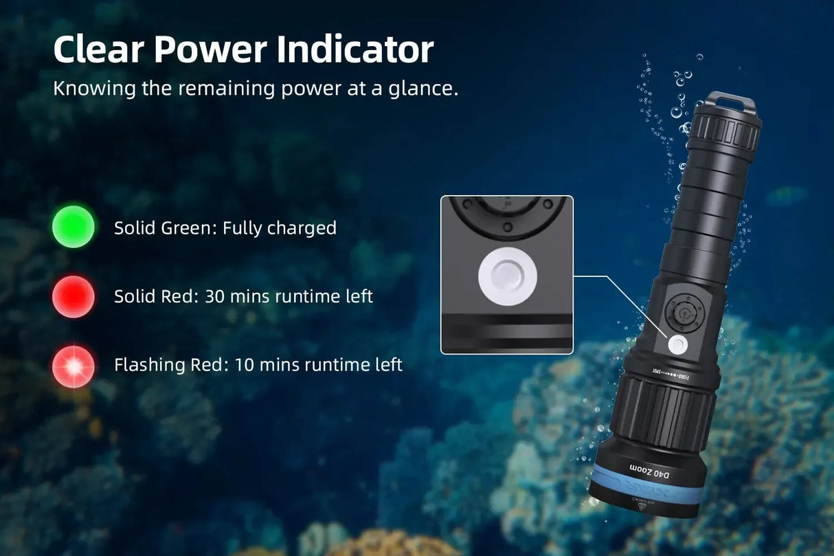 Xtar D40 Zoom Focusable LED Diving Torch Kit